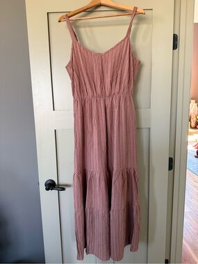 Lush Dusty Rose Maxi Dress with Adjustable Straps